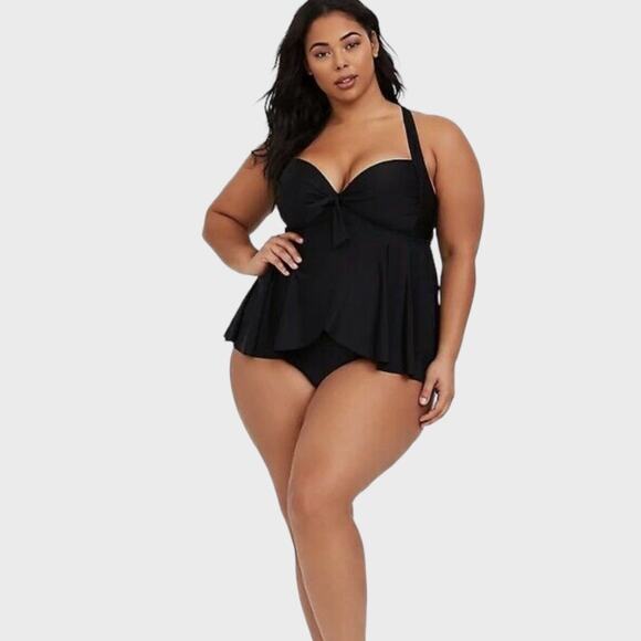 TORRID Vixen Front Tie Babydoll One Piece Swimsuit SwimDress - Picture 2 of 5
